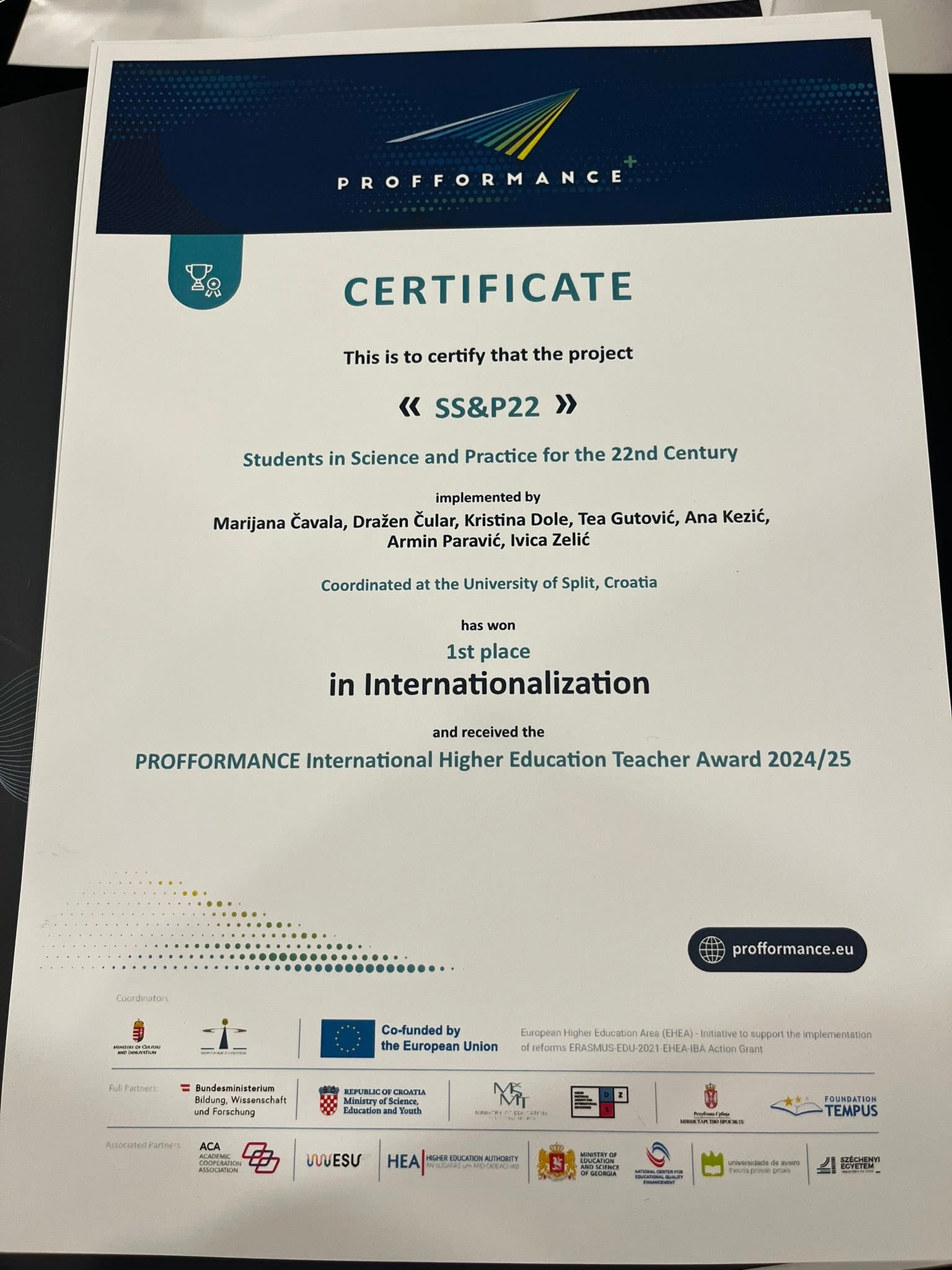 PROFFORMANCE certifikat nagrade